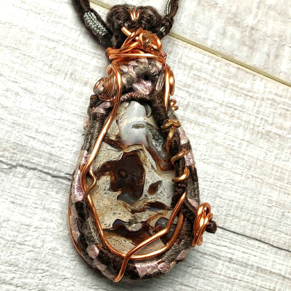 Ooak Rock Chalcedony Boho Necklace handmade